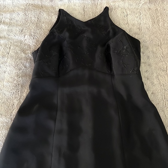 Long Black mermaid dress embroidered 2 fit & flare formal fancy sleeveless 2P - Picture 2 of 12